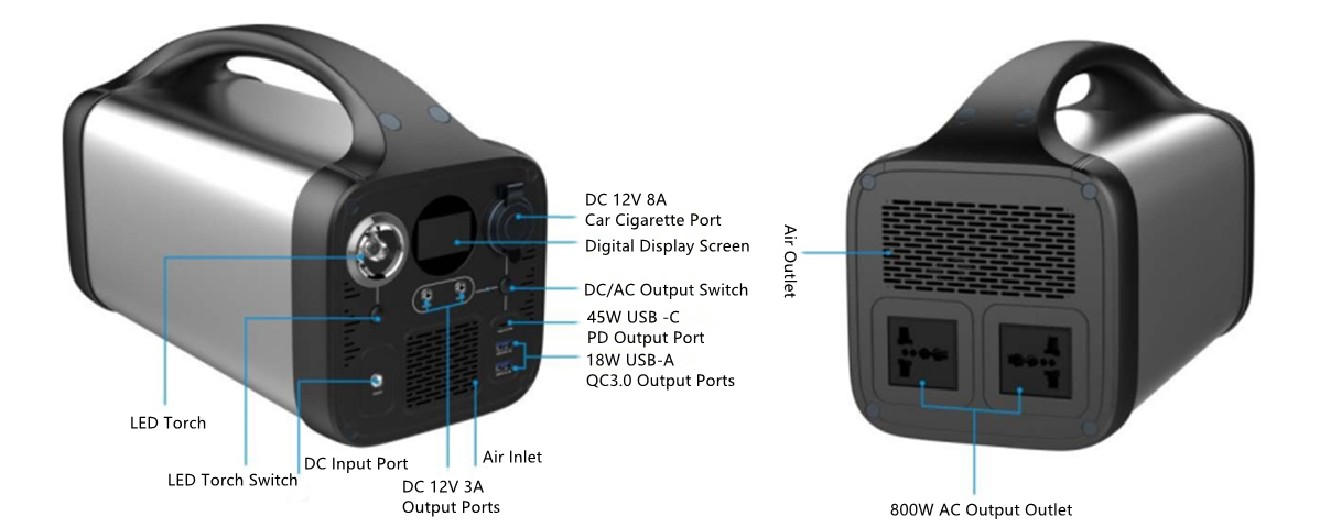 모바일 충전용 1000W 야외 태양열 발전기