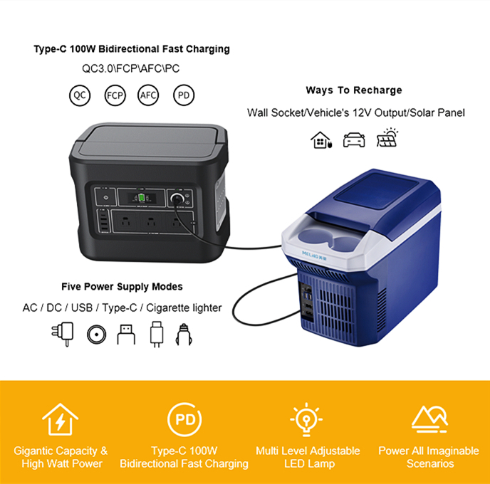 모바일 충전용 1000W 충전식 태양열 발전기